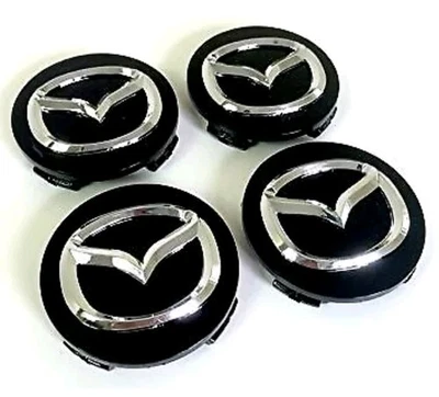 Rueda de aleación x 4 tapacubos centrales 56 mm para Mazda 3 5 6 MX5 CX3 CX30 CX5 RX NEGRO  Foto 1 de 4