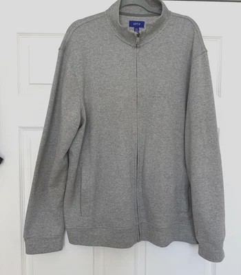 Apt.9 Hombre Cremallera Completa Mezcla Algodón Sudadera Gris Claro Bolsillos Espiga XXL Foto 1 de 4