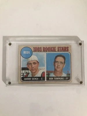 Tarjeta de novato 1968 Topps Johnny Bench #247 Cincinnati Reds RC HOF Ron Tompkins Foto 1 de 4