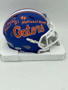 Mini casco firmado por Fred Taylor Florida Gators velocidad azul certificado de autenticidad Holo 96 insc - Imagen 1 de 1