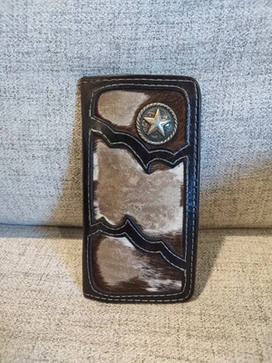 Couros prateados•Carteira longa masculina dobrável•Couro/couro de vaca•Feito à mão•Iniciais*AP - Imagem 1 de 4