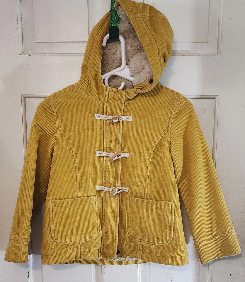 Abrigo de pana Mini Boden Sherpa forrado amarillo mostaza 7-8 años Foto 1 de 4