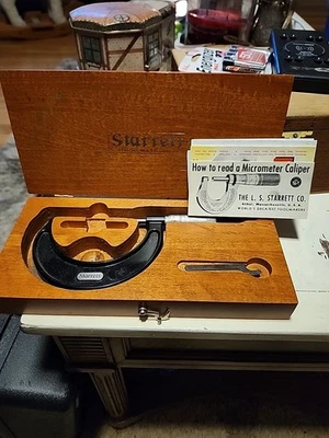 Vintage Starrett No. 436 1-2 Inch Outside Micrometer Caliper Black - Image 1 of 4