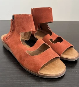Anthropologie Gee Wawa Farrah Persimmon Spice Suede Leather Sandals Women’s 9.5 - Picture 1 of 12