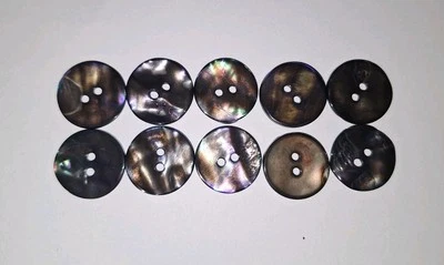 20 Perlmutt Knöpfe Schwarz bunt Schimmernd, Set, ca. 17,8 mm, Konvolut, gewellt - Bild 1 von 2