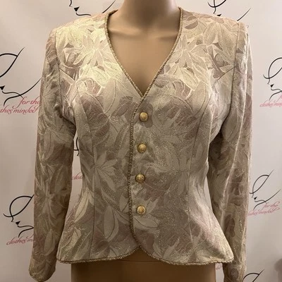 VICTOR COSTA.  Vintage.  Talla 6.  Tapiz jacquard $119 Shacket. Metálico. B121 Foto 1 de 4