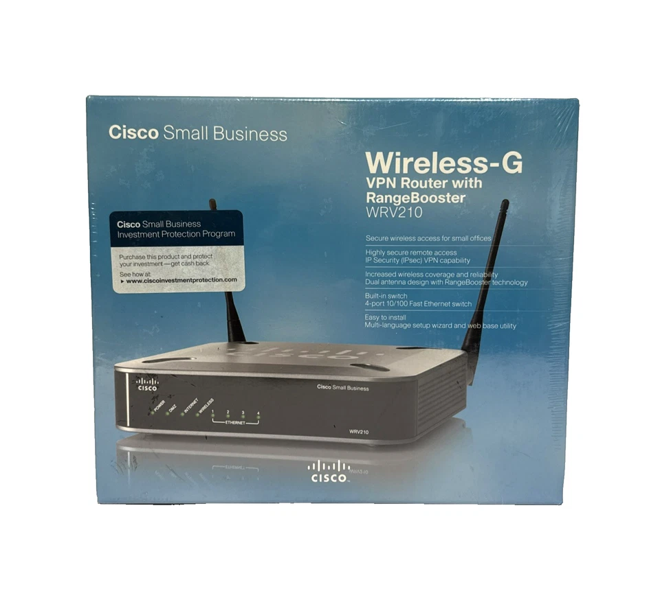 New Cisco WRV210 54 Mbps 4-Port 10/100 Wireless G Router Business Sealed - Image 1 of 4