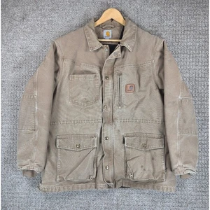 Carhartt Mens Large Sandstone Rancher Coat Work Chore Barn Jacket Canvas Brown - Picture 1 of 19