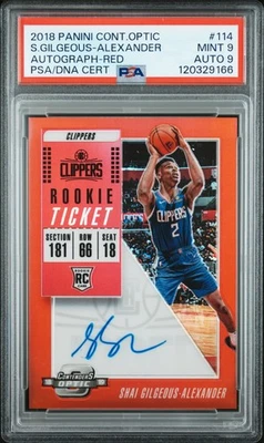 2018 Panini Contenders Optic #114 Shai Gilgeous-Alexander Red Auto /149 PSA 9/9 - Image 1 of 2