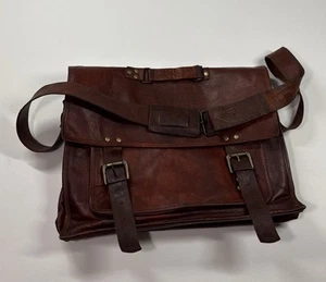 Vintage geschmeidiges Echtleder Überschlag Etui Doppelzwickel Messenger Bag 18” x 13” - Bild 1 von 18