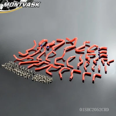Silicone Ancillary Hose Kit + Clamps Red Fit For Turbo Rev3-5 Toyota MK2 MR2 - Image 1 of 4