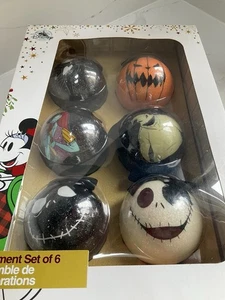 Disney Store Tim Burtons The Nightmare Before Christmas Set Of 6 Baubles Tree Vg - Picture 1 of 11
