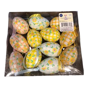 Vintage Cottontale 12 Gingham Schaum Ei Ostern Ornament Set 2007 Pastell Karo Blumen - Bild 1 von 8