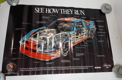 Vintage 1991 RICHARD PETTY #43 "SEE HOW THEY RUN" NASCAR WINSTON CUP POSTER New Cover