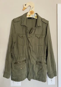 Max Jeans Utility Jacket Khaki dark Green Medium Faded - Picture 1 of 6
