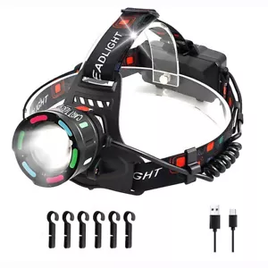 990000LM LED Headlamp Rechargeable Headlight Zoomable Torch Lamp Flashlight US - Picture 1 of 16