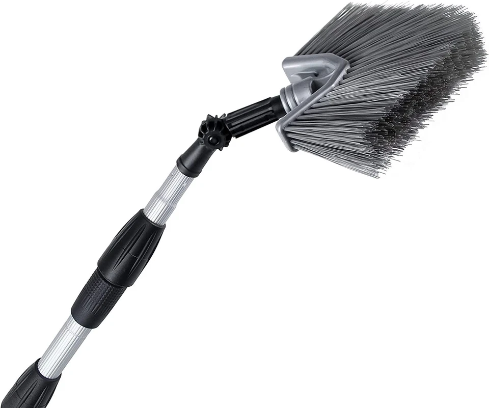 Teleskop Stange 6m mit deutschem Schraubgewinde + Dreieckbesen mit Winkelstück - Bild 1 von 4