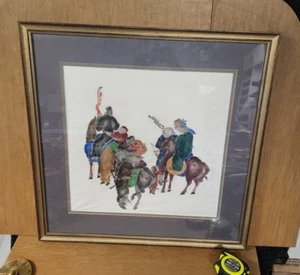 Antikes chinesisches Gemälde Kohle Reiben 27 x 27 Zoll - Bild 1 von 10