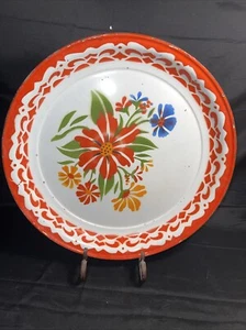 Vintage Thai Traditional Flower Pattern Enamel Serving Tray Decor Large Size 20” - Picture 1 of 21