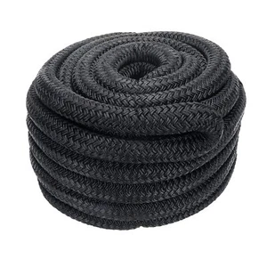 1Pack 1 Inch 35FT Double Braid Nylon Dock Line Mooring Rope Boat Dock Rope Black - Picture 1 of 9