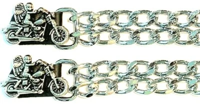 2 MOTORCYCLE ANGEL DIAMOND CUT CHROME CHAIN VEST EXTENDERS USA MADE - Image 1 of 2