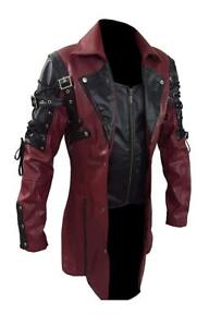 Men's Steampunk Gothic Leather Trench Coat Jacket Goth Punk Coat