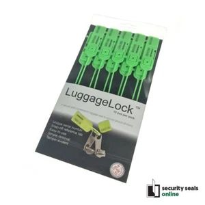 Green LuggageLock™ Tamper Evident Security Seal Luggage Travel Tag, 10 Pack - Foto 1 di 2