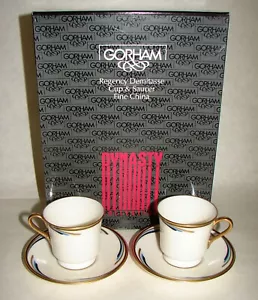 2 Gorham Fine China Regency Dynasty Collection Footed Demitasse Cups and Saucers - Picture 1 of 10