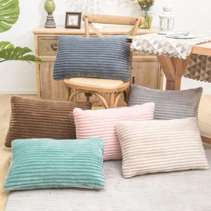 Velvet Corduroy Plush Cushion Throw Pillow Cover Soft Rectangular Pillowcase - Picture 1 of 26