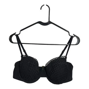 Shade & Shore schwarzes Häkel Bügel Bikini Oberteil - Größe 36C, herausnehmbare Pads, Neu mit Etikett - Bild 1 von 4