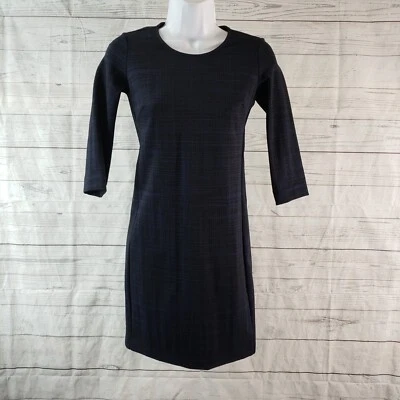 Theory Womens Mini Dress Sz 0 Black Blue 3/4 Sleeve - Image 1 of 4