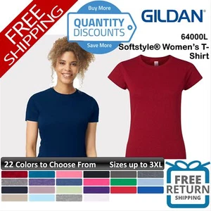 🔥 Gildan Women Softstyle Cotton & Blends Short Sleeve T-shirt Up To 3XL 64000l - Picture 1 of 106