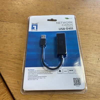LevelOne USB-0401 Gigabit USB Network Adapter  USB-0401 1 x 10/100/1000 Base-T A - Image 1 of 2