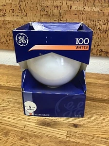 GE 60 Watt White Frosted G40 large 5” Globe regular Light Bulb - Picture 1 of 9