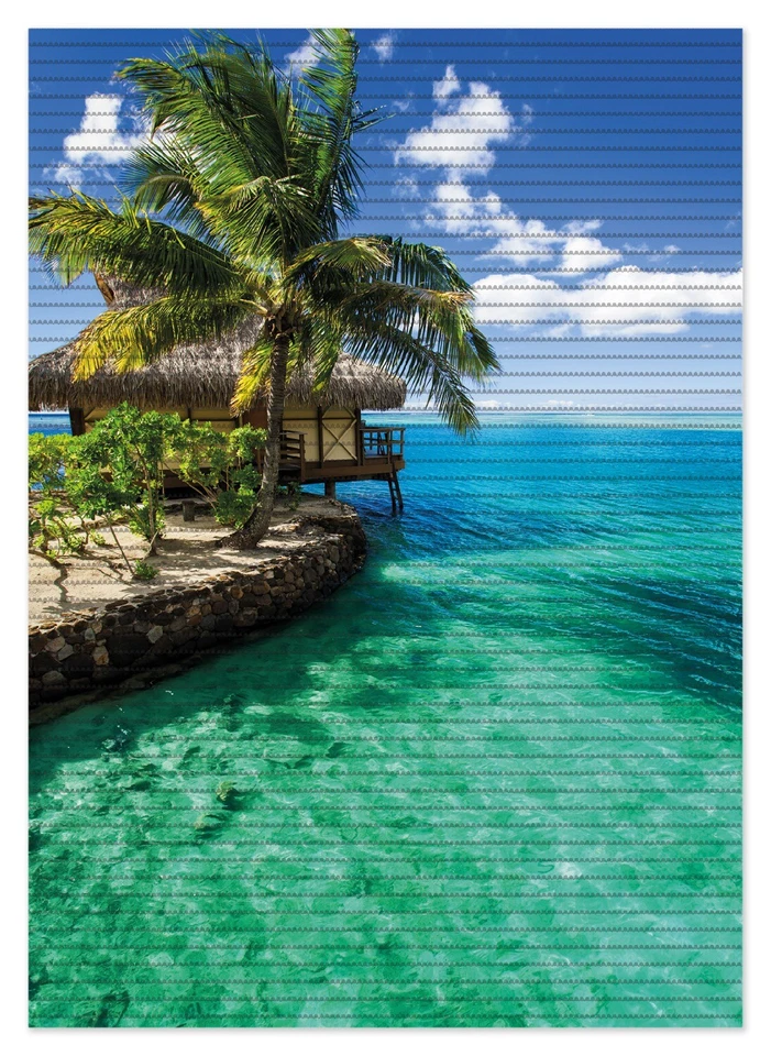 Wallario Duschmatte Bad Teppich Vorleger Karibisches Meer  Einsame Hütte Palmen - Bild 1 von 1
