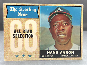 1968 Topps HANK AARON card Sporting News Crease-Free #370 EX+ Atlanta Braves HOF