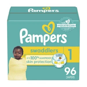 96 Ct Pampers Baby Diapers - Swaddlers - Size 1 Ultra Absorbent Disposable - Picture 1 of 9