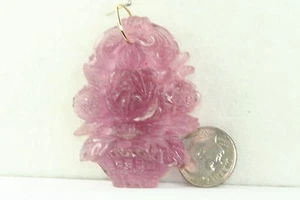 VINTAGE ANTIQUE 14K GOLD LARGE CARVED CHINESE AMETHYST PENDANT 142 CARATS - Picture 1 of 2