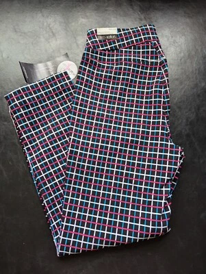 NWT WOMEN'S SLIM-SATION SKINNY CROP PANTS, SIZE: 4, COLOR: BLACK PLAID (J539) - Image 1 of 2