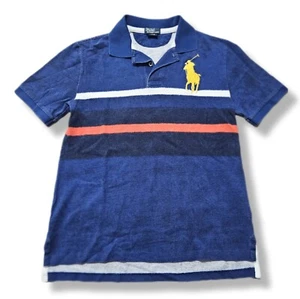Youth Large Polo Ralph Lauren Blue Orange Short Sleeve Striped Shirt - Picture 1 of 5