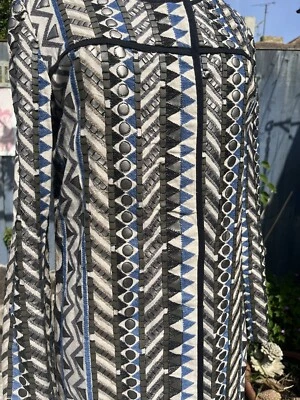 BLANK LONDON JACKET 100% COTTON EMBROIDERED SIZE S ALINE GEOMETRIC SHAPES - Image 1 of 4