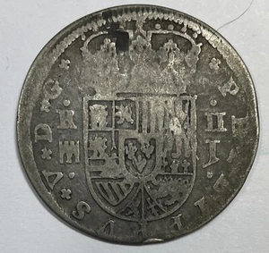 Spain, Philip V, 2 Reales, 1721 -ish , Madrid, Silver coin rare J/Madrid - Picture 1 of 2