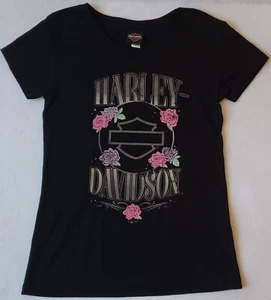 Camisa Negra HARLEY DAVIDSON Daytona Beach FL Bruce Rossmeyer Motocicleta Damas M - Imagen 1 de 5