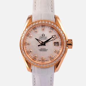 Omega Seamaster Aqua Terra 18k Rose Gold 30mm White Strap 231.58.30.20.55.001 - Picture 1 of 5