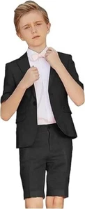 Boy‘s Suit Summer Beach Short Sleeve Pants Formal Wedding Prom Tuxedo Two Pieces - Picture 1 of 27