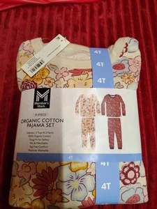 Member's Mark Toddler & Girls 4-Piece Organic Cotton Pajama Set Size 4T - Picture 1 of 6