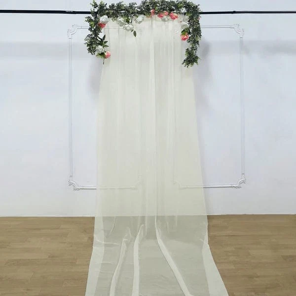 IVORY 5ft x 14ft Premium Chiffon SHEER CURTAIN Window Drape Panel Party Events - Image 1 of 4