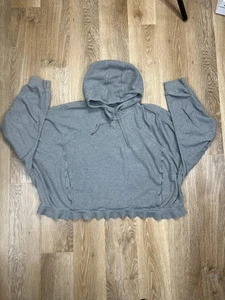 Lululemon Felpa con Cappuccio Donna Large Extra Large Grigio Cropped Waffle Maglia Pullover Top - Foto 1 di 7