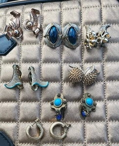 Interesting Vtg Clip On Earrings Lot Of 7 Trifari Monet Different - Picture 1 of 22