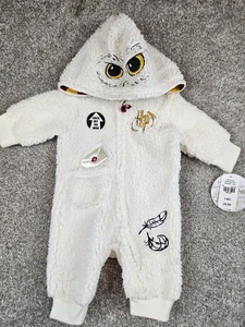 Harry Potter Hedwig Owl Baby Zip Up Costume Coverall Fleece Pajamas 3 Months - Picture 1 of 17